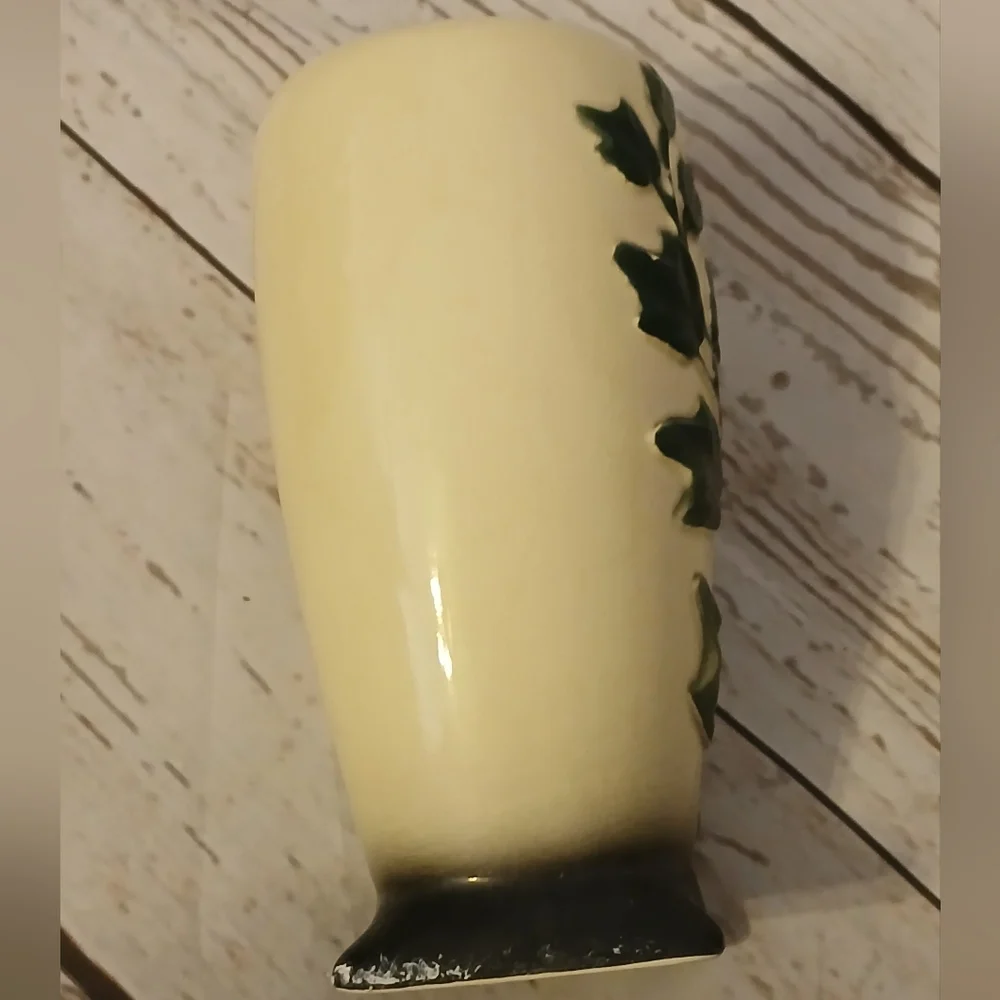 Royal Copley Vintage Footed Cream Vase with Green Ivy Design